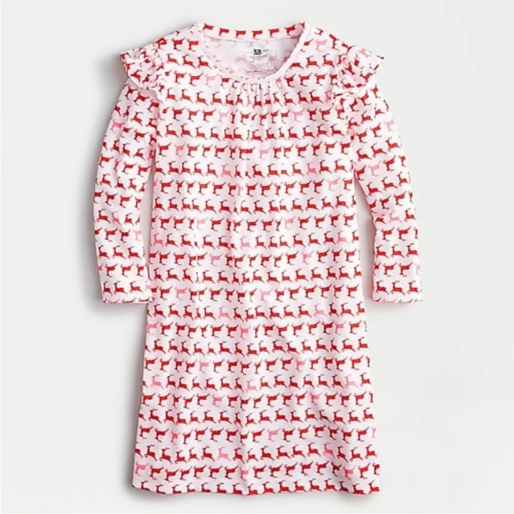 Crewcuts Girls Reindeer Pajama Dress Nightgown size 8